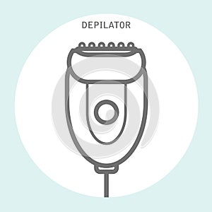 Depilator icon in linear style - electric hair depilator