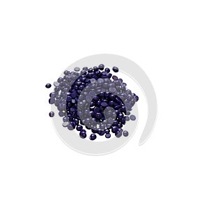 Depilatory hard wax beans isolated on white background. Pearly wax granules from lavender.