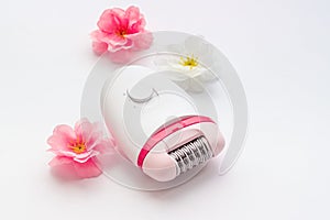 Depilatory - white epilator for hair removal. Close up