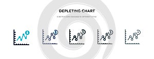 Depleting chart icon in different style vector illustration. two colored and black depleting chart vector icons designed in filled