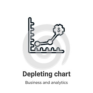 Depleting chart outline vector icon. Thin line black depleting chart icon, flat vector simple element illustration from editable