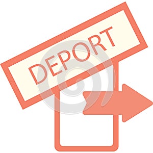 Deport stamp and door exit icon flat vector