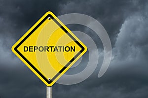 Deportation Warning Sign with a stormy sky photo