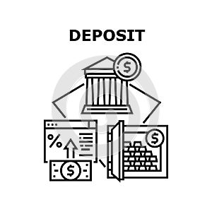 Deposit Bank Vector Concept Black Illustration