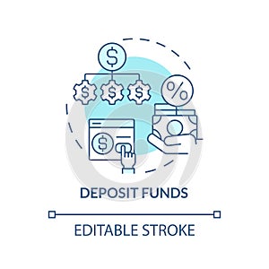 Deposit funds soft blue concept icon