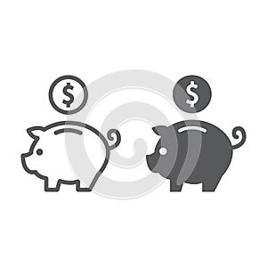 Deposit line and glyph icon, finance and banking
