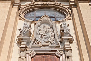 Deposition of Christ tympanum in Milan, Italy