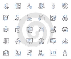 Depository line icons collection. Vault, Safe, Storage, Trust, Safekeeping, Preservation, Security vector and linear