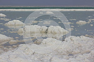 Deposits of mineral salts, Dead Sea, Israel