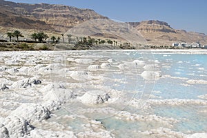 Deposits of mineral salts, Dead Sea, Israel