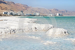 Deposits of mineral salts, Dead Sea, Israel