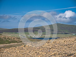 Deposits of serpentine rock at the Keen of Hamar Nature Reserve near Baltasound on the island of Unst, Shetland, UK