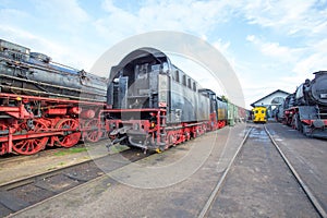 Depot from old fashioned train locomotives