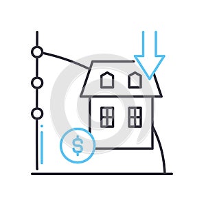 depreciation line icon, outline symbol, vector illustration, concept sign