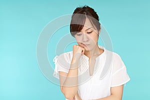 Depressed Asian woman