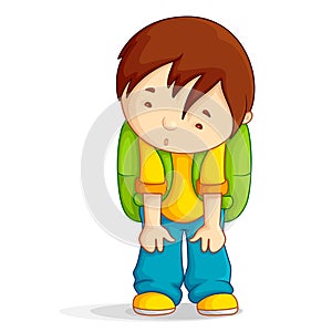 Depressed boy with School Bag