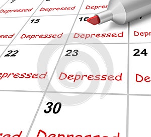 Depressed Calendar Means Down Despondent Or photo