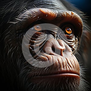 Depressed chimps eyes reveal its emotional sorrow and inner sense of desolation