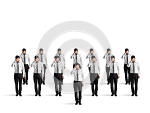 Depressed crowd of businessmen