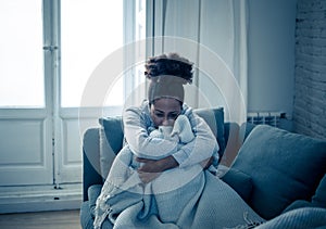 Depressed and distressed african american woman feeling lonely, sad and exhausted