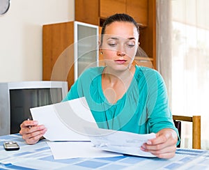 Depressed girl with documents