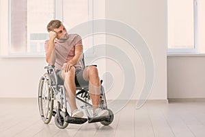 Depressed invalid man in empty room