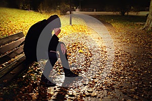 Depressed Man On Bench