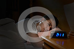 Depressed man suffering from insomnia