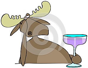 Depressed moose drinking alcohol