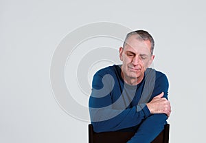 Depressed older man photo