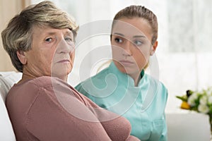 Depressed senior woman