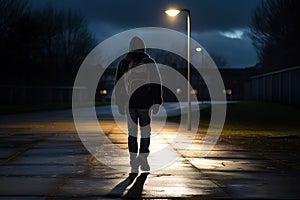 A depressed teenager walking towards the light.