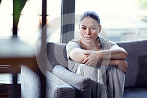 Depressed unhappy woman desiring antidepressants