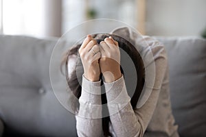 Depressed woman cry feel heartbroken having problems