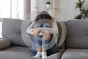 Depressed woman feel anxious suffer from psychological troubles