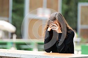 Depressed woman thinking