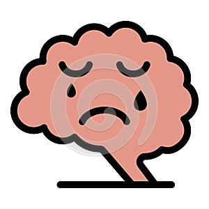 Depression brain icon color outline vector