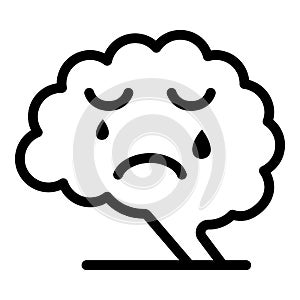 Depression brain icon, outline style