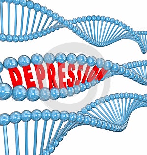 Depression Disease Mental Illness Word DNA Strand Hereditary Gen