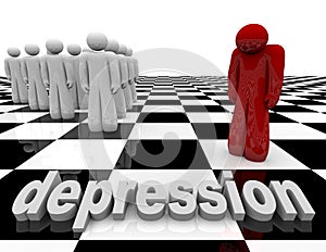 Deprese jeden osoba stojany 