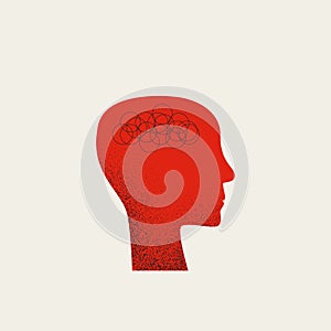 Depression symbol, vector concept. Brain with dark thoughts. Mental illness issues. Minimal illustration.