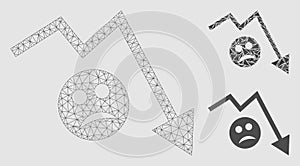 Depression Trend Arrow Vector Mesh Network Model and Triangle Mosaic Icon