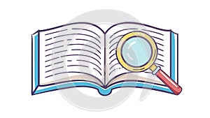 In-Depth Study: Magnifying Glass on Open Book Vector Icon, vector design Generative AI