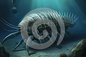 In the depths of the ocean long ago these trilobites roamed and evolved just as they still do today.. AI generation photo