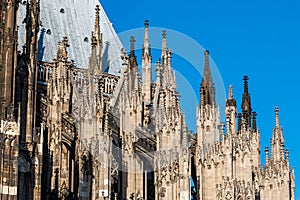 South-east view of Cologne Cathedral with details of the buttresses supporting the windowed walls photo