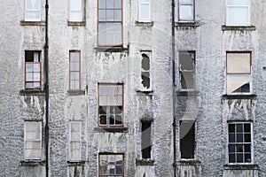 Derelict abandoned council house in poor housing crisis ghetto estate slum in Port Glasgow uk