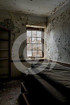 Derelict Bed in Bedroom - Abandoned Sleighton Farm School - Pennsylvania