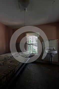 Derelict Bedroom with Bed + Sink - Abandoned Cottage - Catskill Mountains, New York