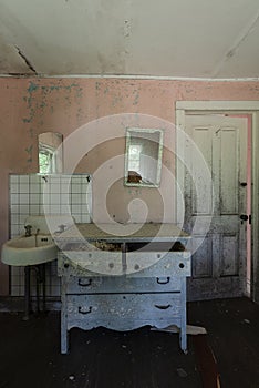 Derelict Bedroom with Sink + Dressers - Abandoned Cottage - Catskill Mountains, New York