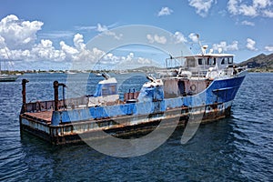Derelict Boat Anchored in Marigot Bay, Saint Maarten